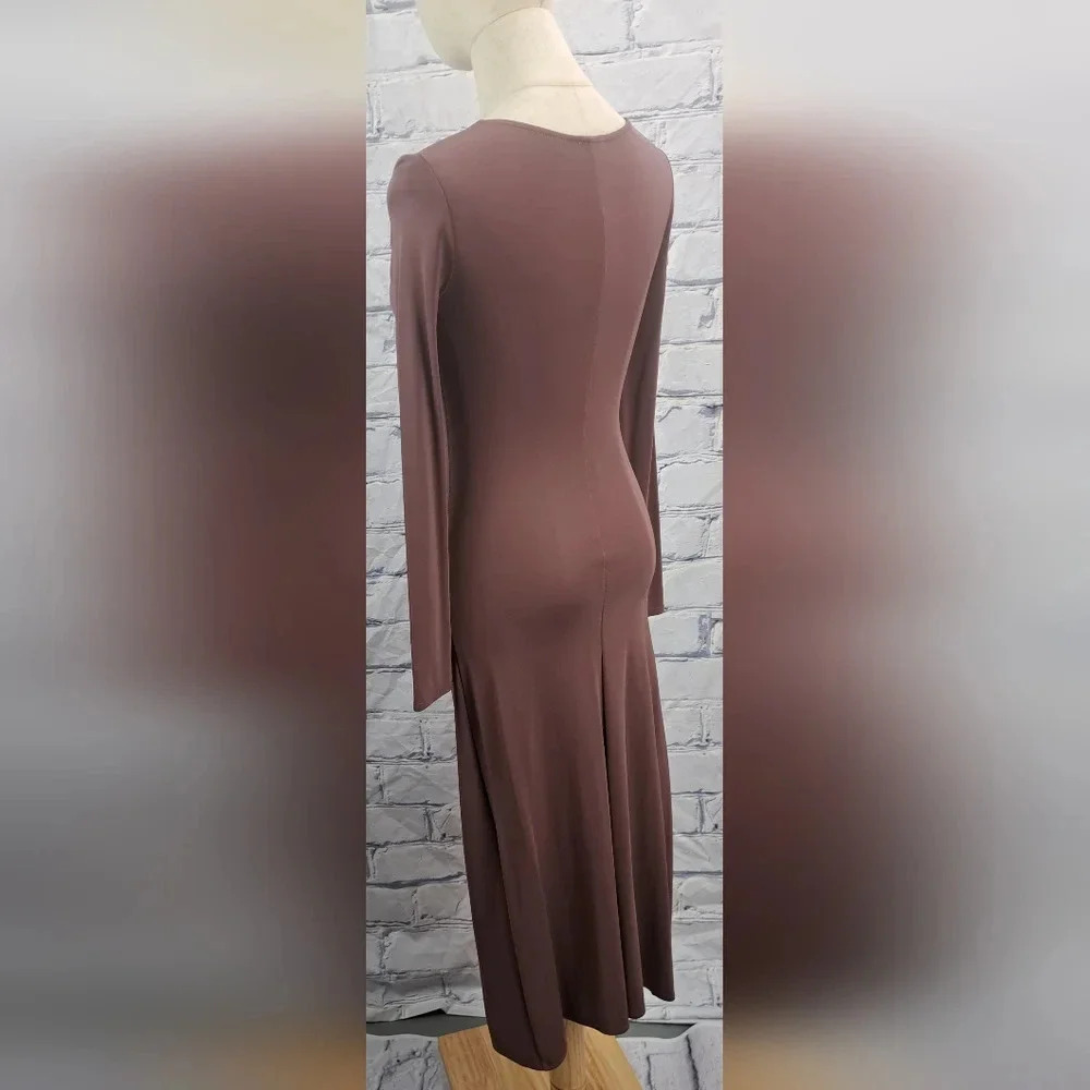 Wilfred Aveyron Dress in Red Midi V-Neck Long Sleeves Ruched Cocktail Size XXS - Picture 6 of 15